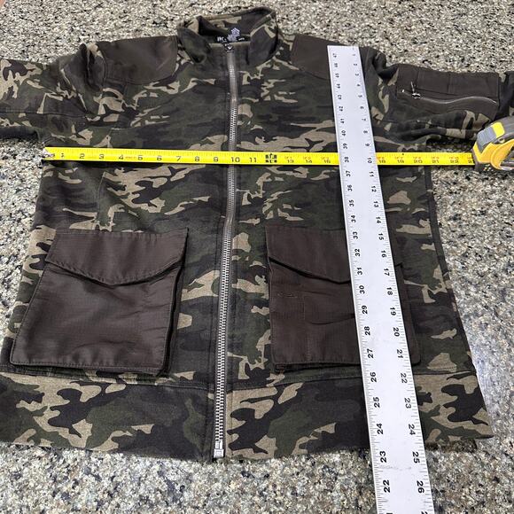 INC International Concepts Womens Utility Jacket Size L Green Camouflage Cotton - Picture 4 of 7